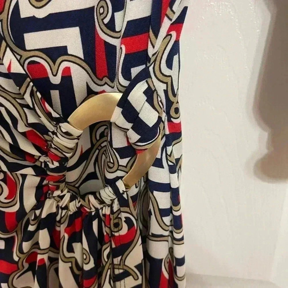 Laundry Shelli Segal Patterned 3/4 Sleeve Faux Wrap Dress Size S - Picture 10 of 14